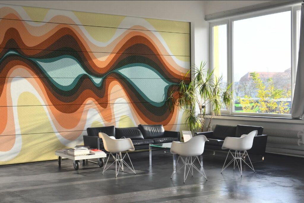 motif wavy fresque d'interieur